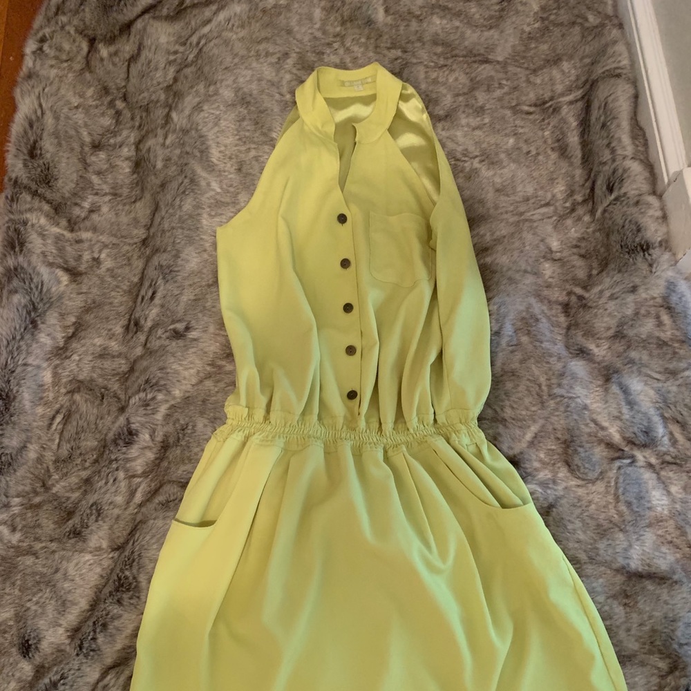 Lime or yellow green dress